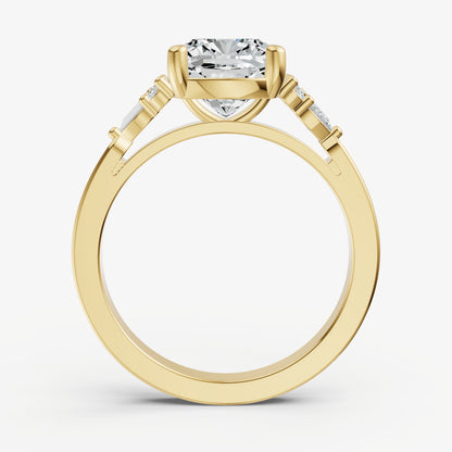 Elongated Cushion Cluster Diamond Engagement Ring