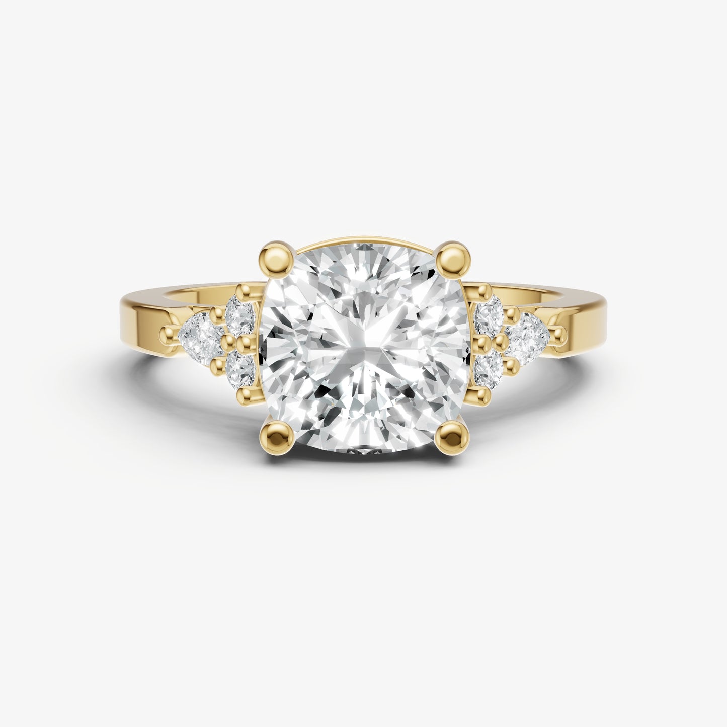 Elongated Cushion Cluster Diamond Engagement Ring