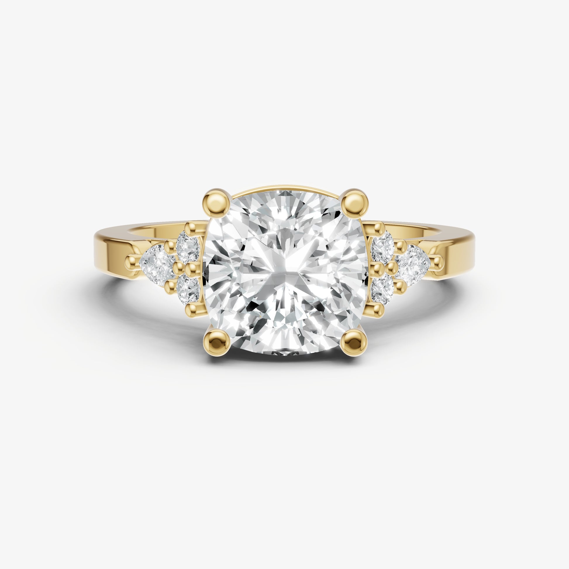 Elongated Cushion Cluster Diamond Engagement Ring