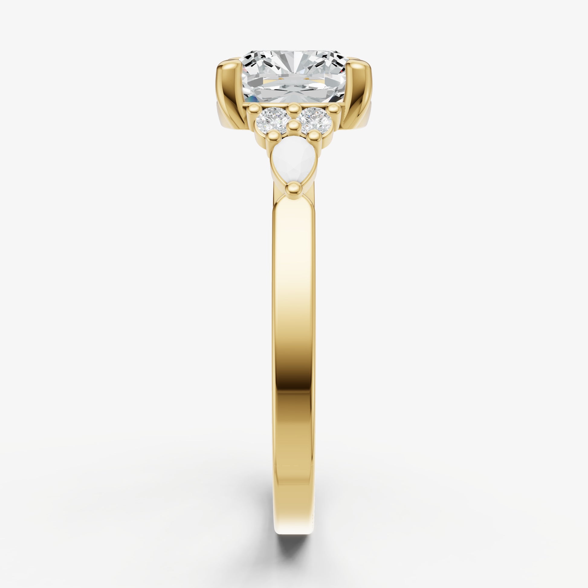 Elongated Cushion Cluster Diamond Engagement Ring