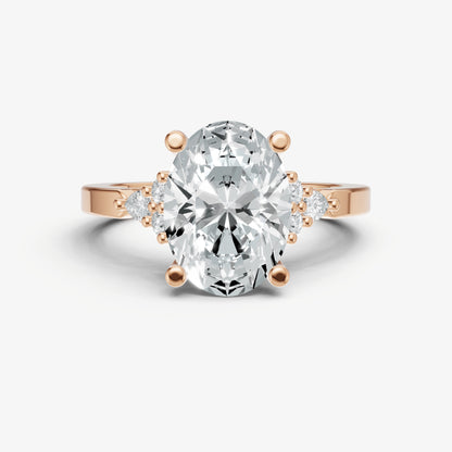 Oval Cluster Diamond Engagement Ring
