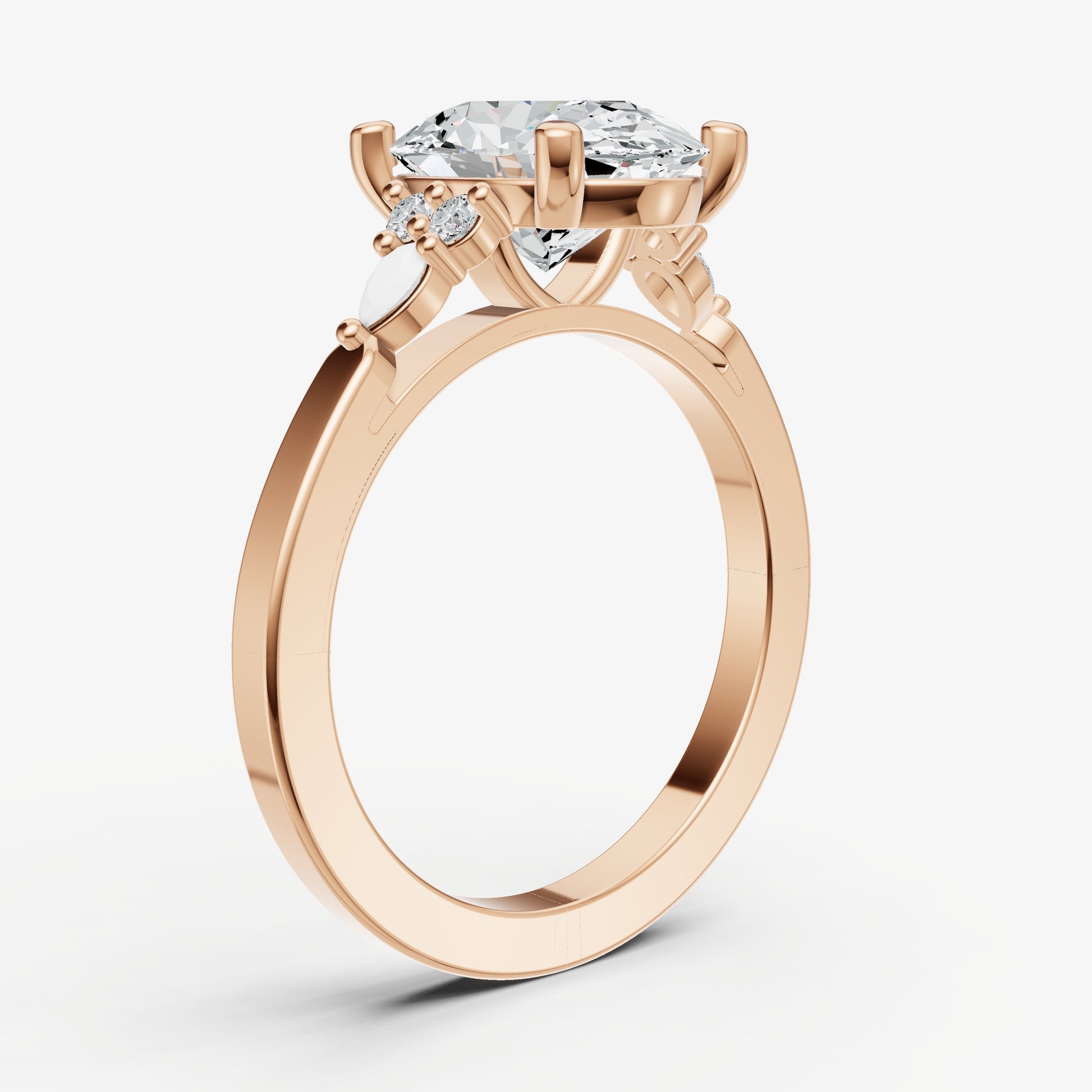 Oval Cluster Diamond Engagement Ring