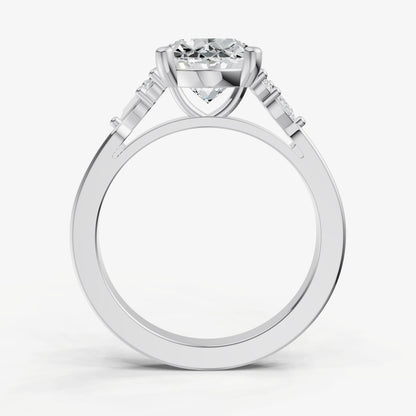 Oval Cluster Diamond Engagement Ring