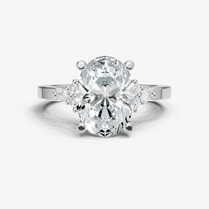 Oval Cluster Diamond Engagement Ring