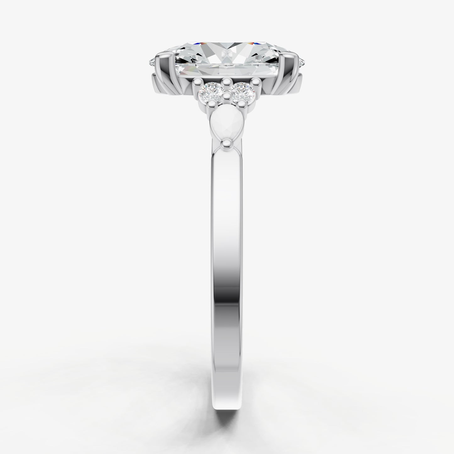Oval Cluster Diamond Engagement Ring