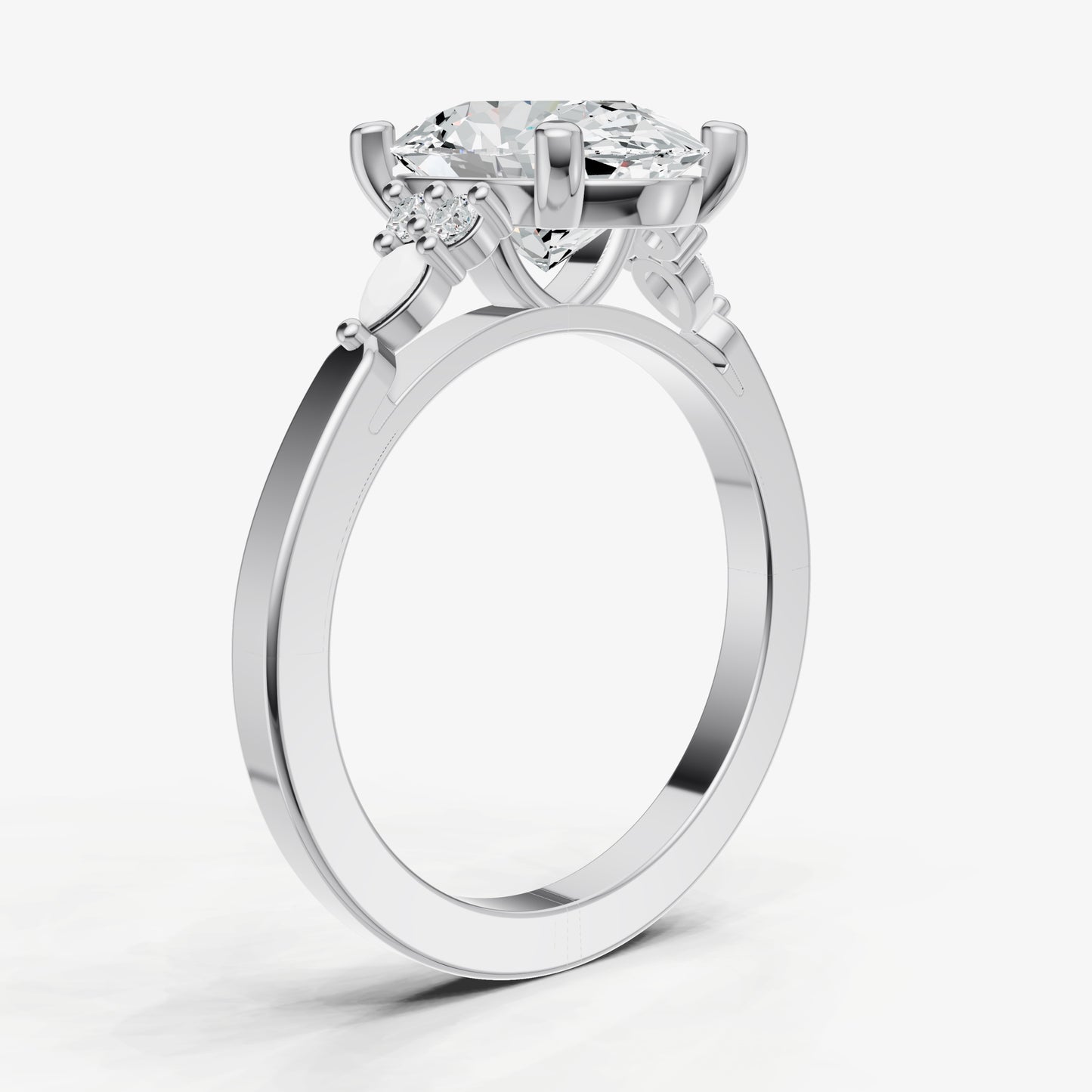 Oval Cluster Diamond Engagement Ring