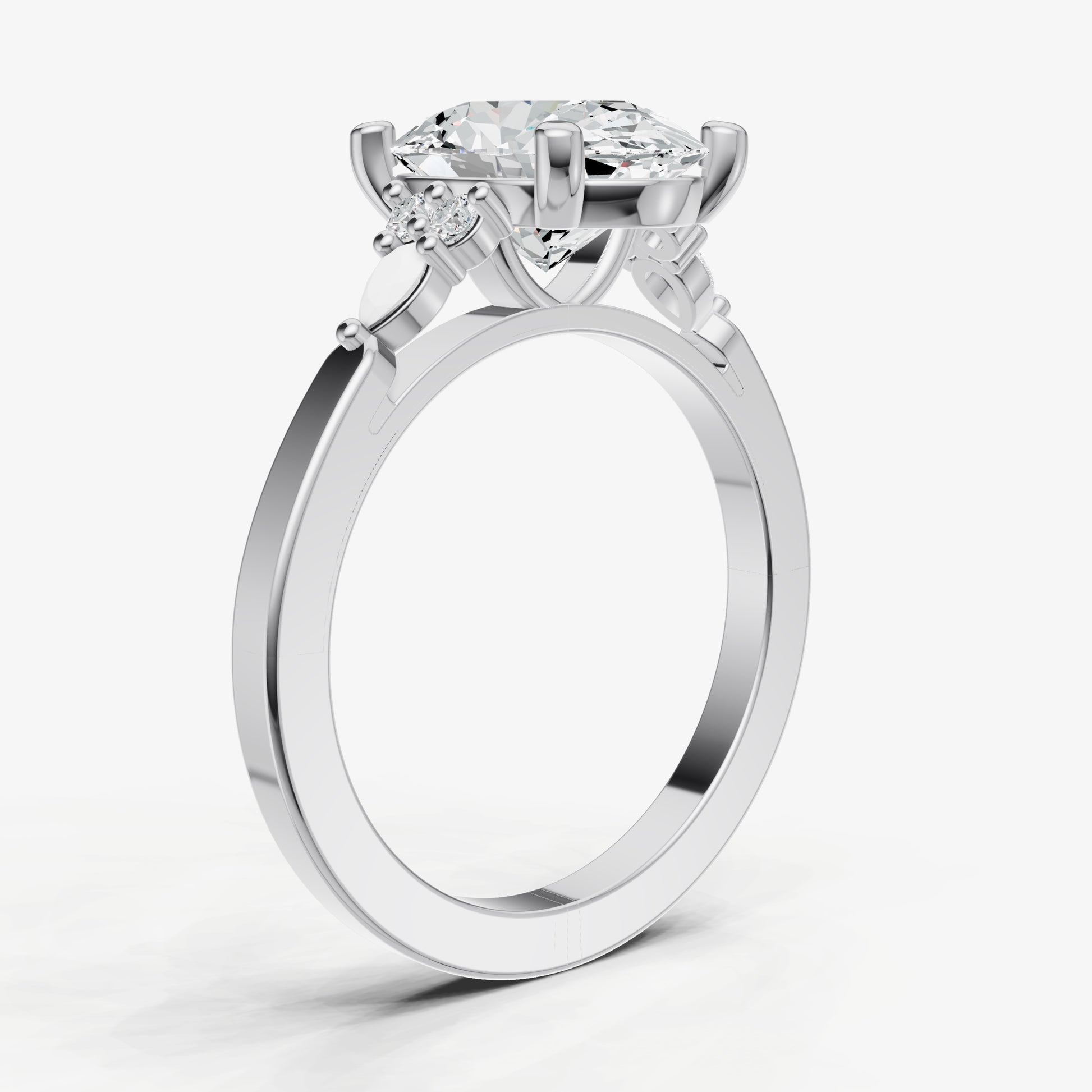 Oval Cluster Diamond Engagement Ring