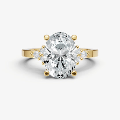 Oval Cluster Diamond Engagement Ring