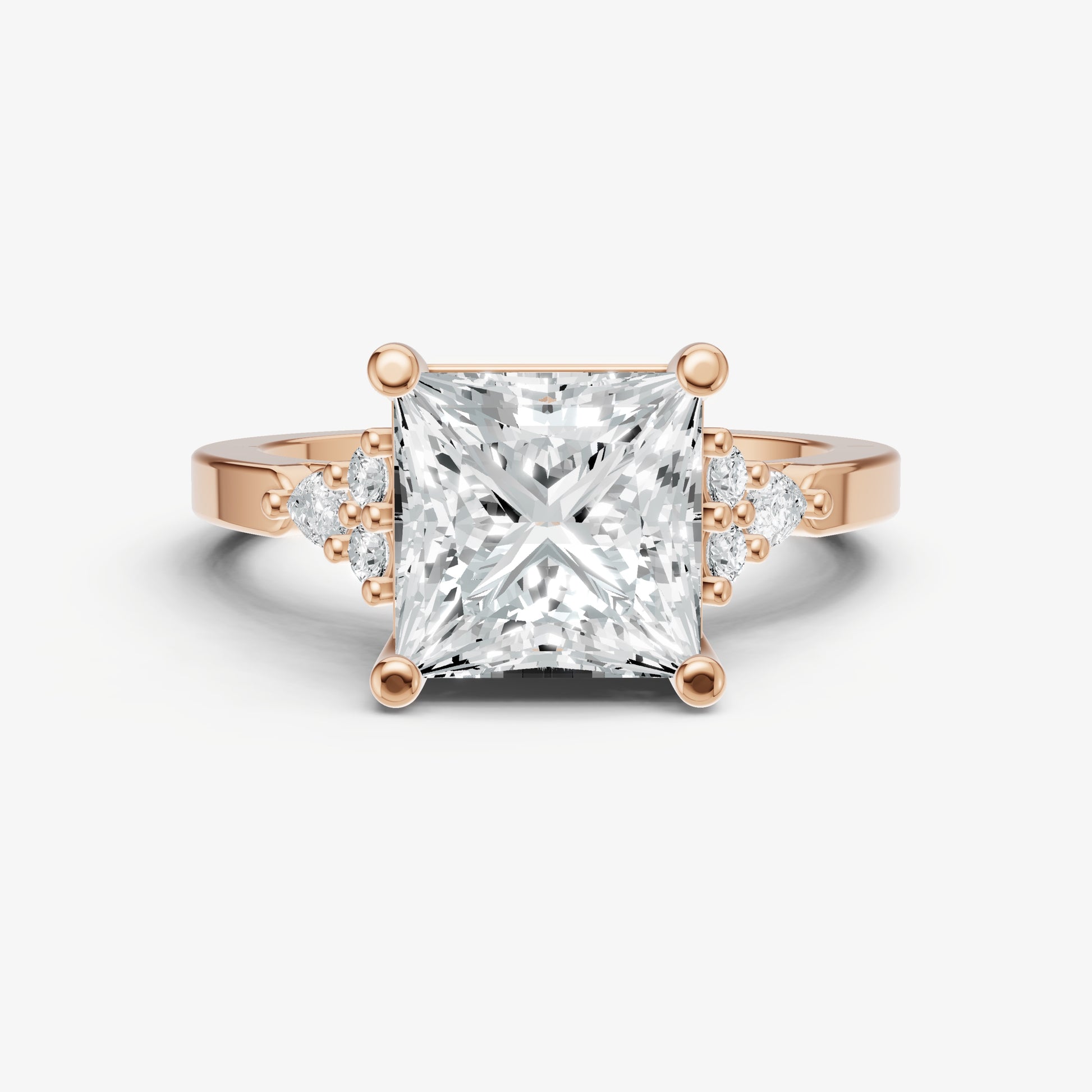 Princess Cluster Diamond Engagement Ring