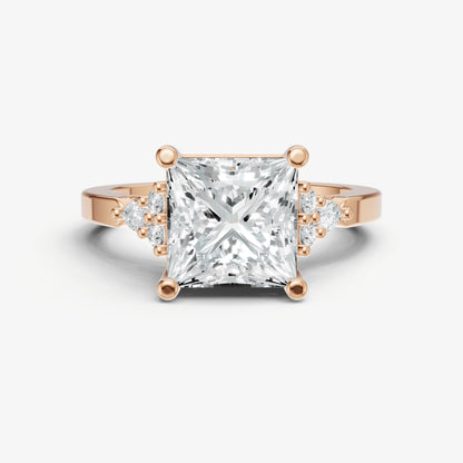 Princess Cluster Diamond Engagement Ring