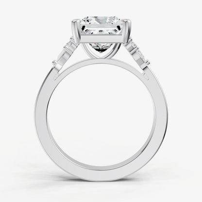 Princess Cluster Diamond Engagement Ring
