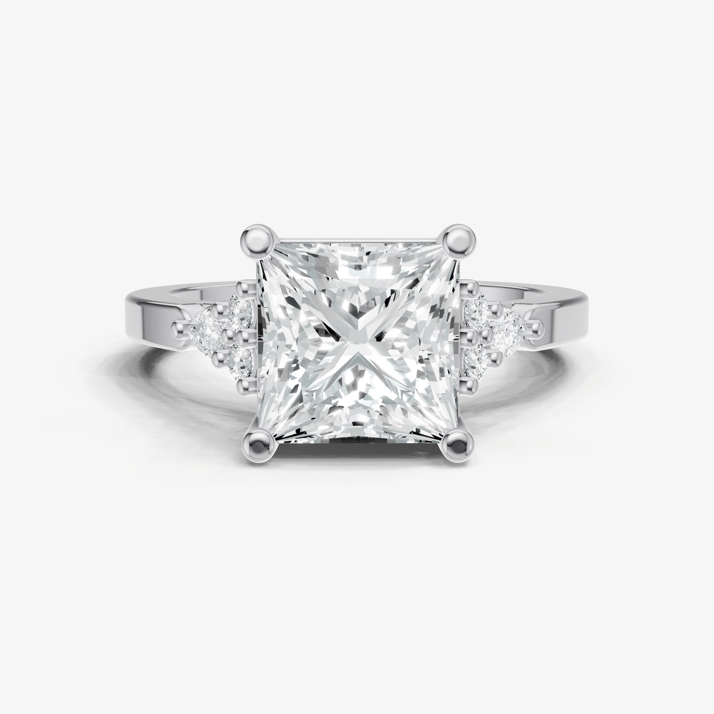 Princess Cluster Diamond Engagement Ring