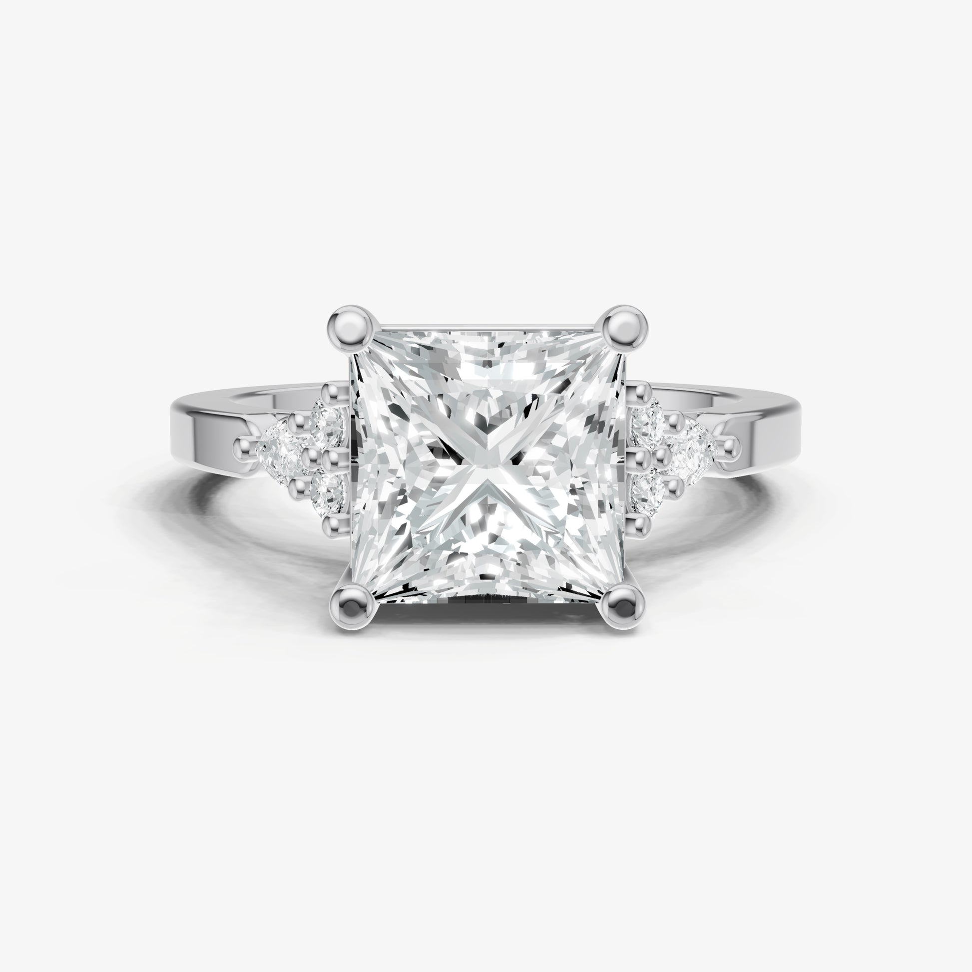 Princess Cluster Diamond Engagement Ring