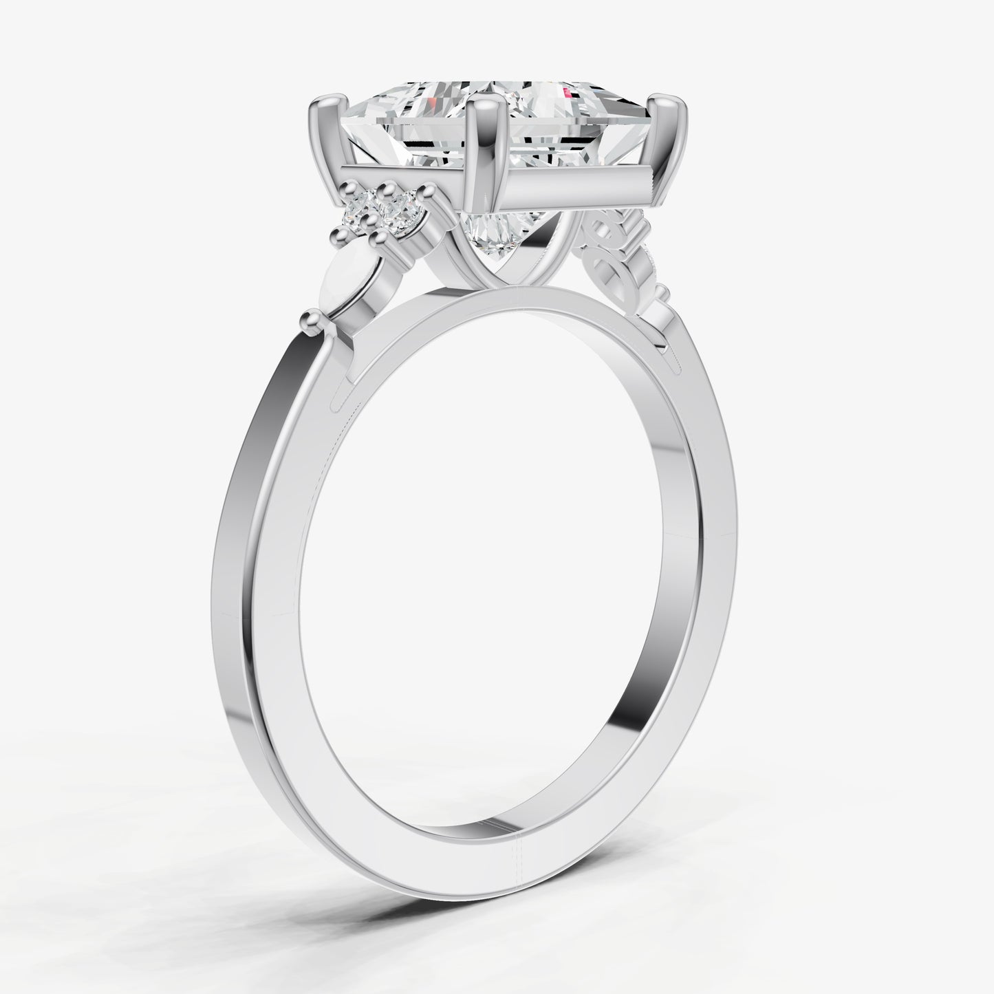 Princess Cluster Diamond Engagement Ring