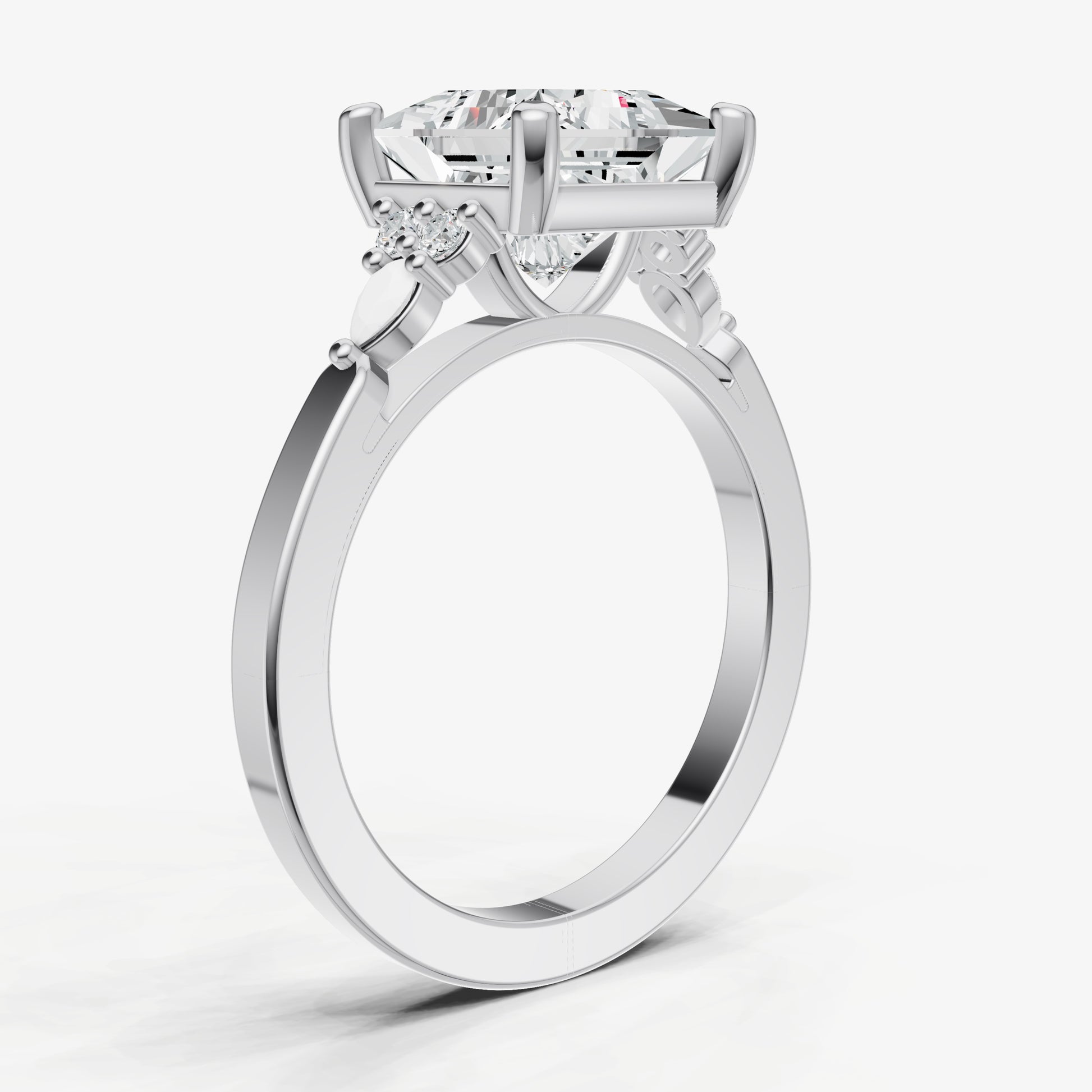 Princess Cluster Diamond Engagement Ring