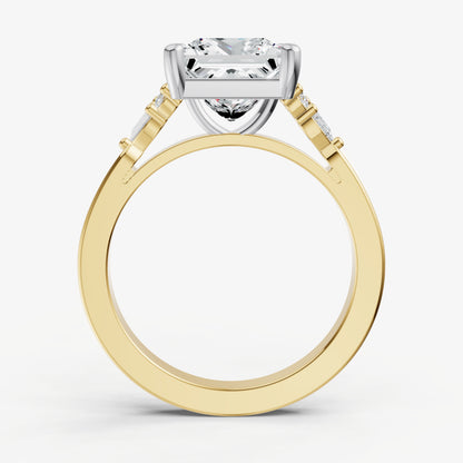Princess Cluster Diamond Engagement Ring