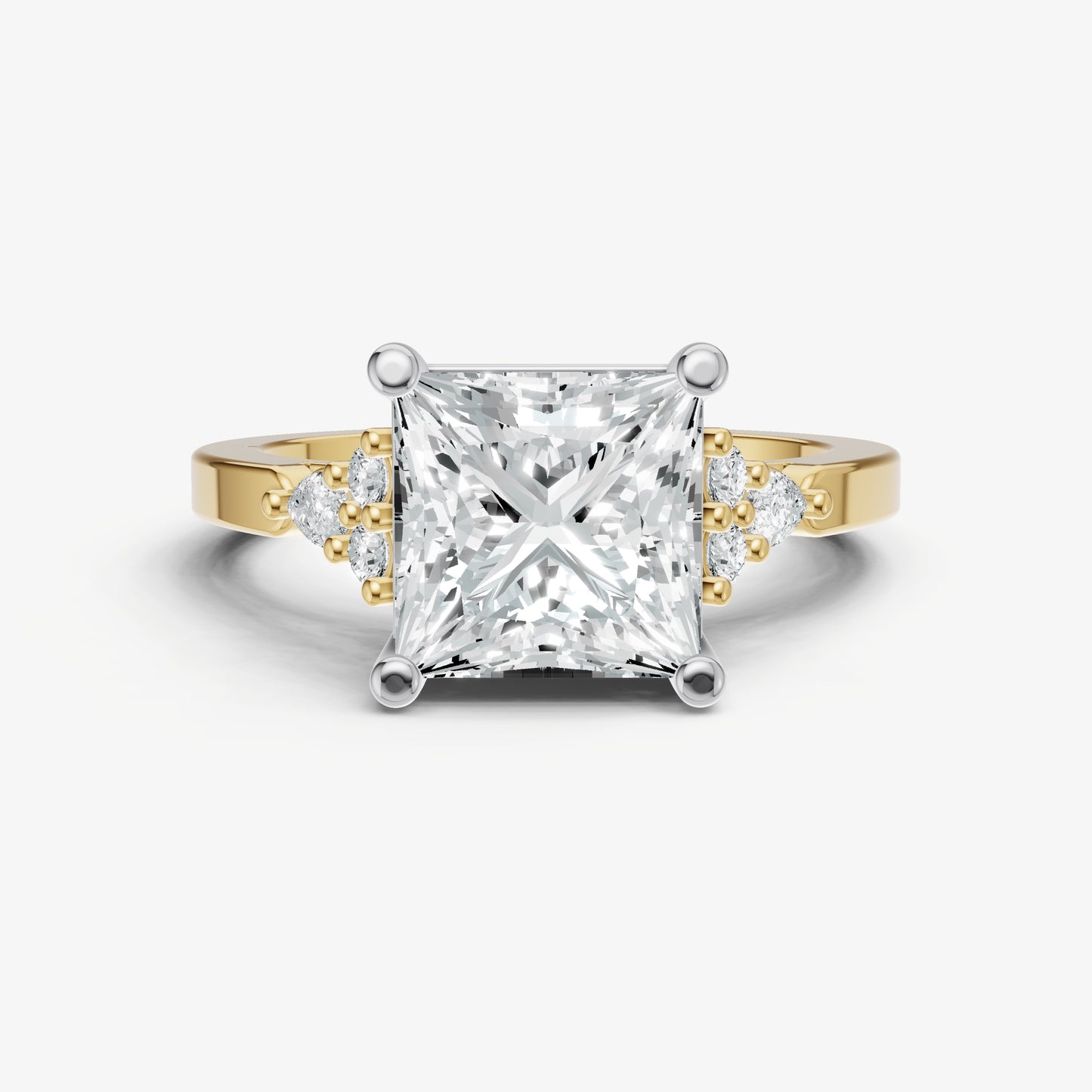 Princess Cluster Diamond Engagement Ring