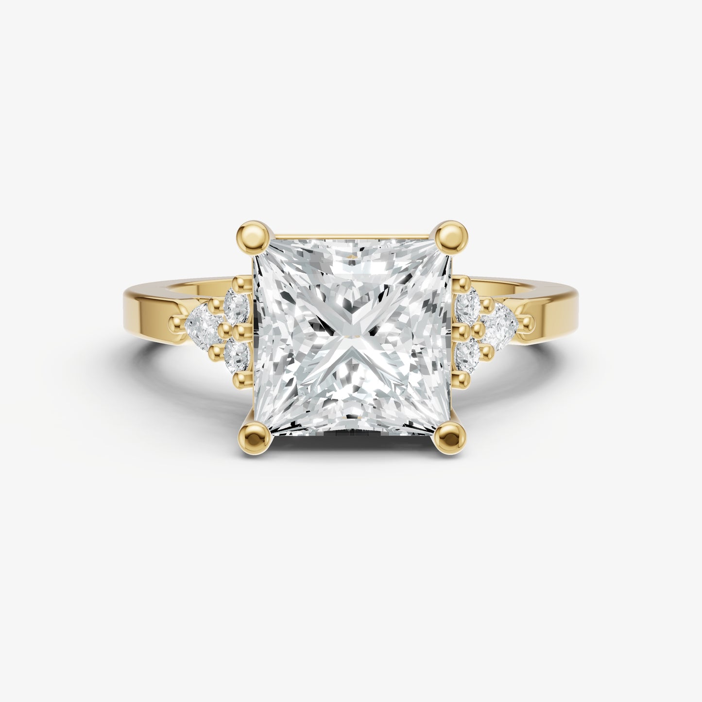 Princess Cluster Diamond Engagement Ring
