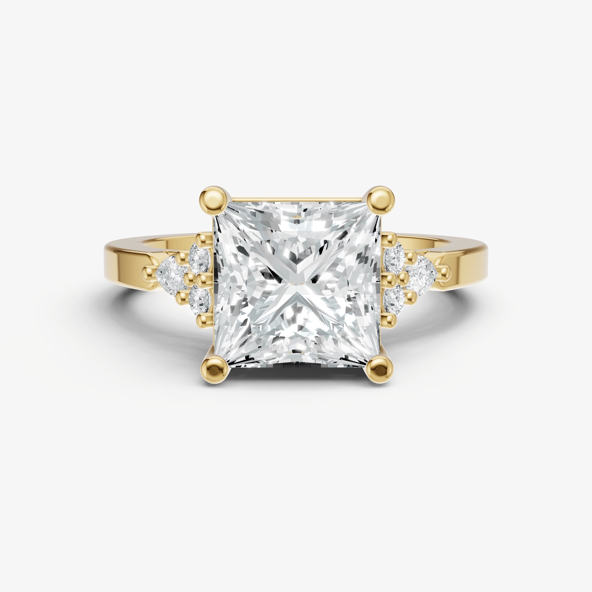 Princess Cluster Diamond Engagement Ring