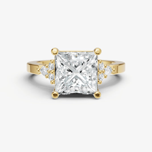 Princess Cluster Diamond Engagement Ring