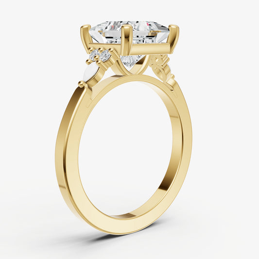 Princess Cluster Diamond Engagement Ring