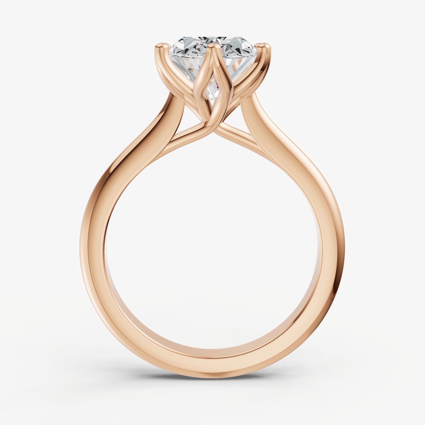 Oval Tulip Round Solitaire Engagement Ring