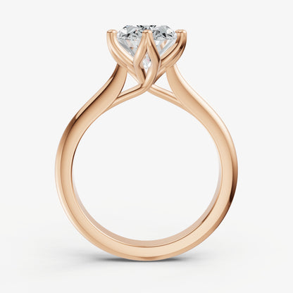 Oval Tulip Round Solitaire Engagement Ring