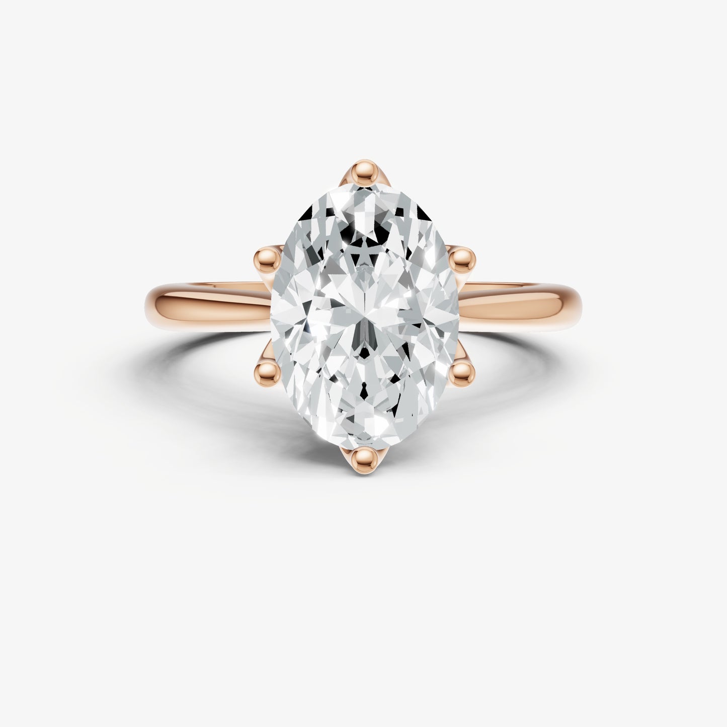 Oval Tulip Round Solitaire Engagement Ring