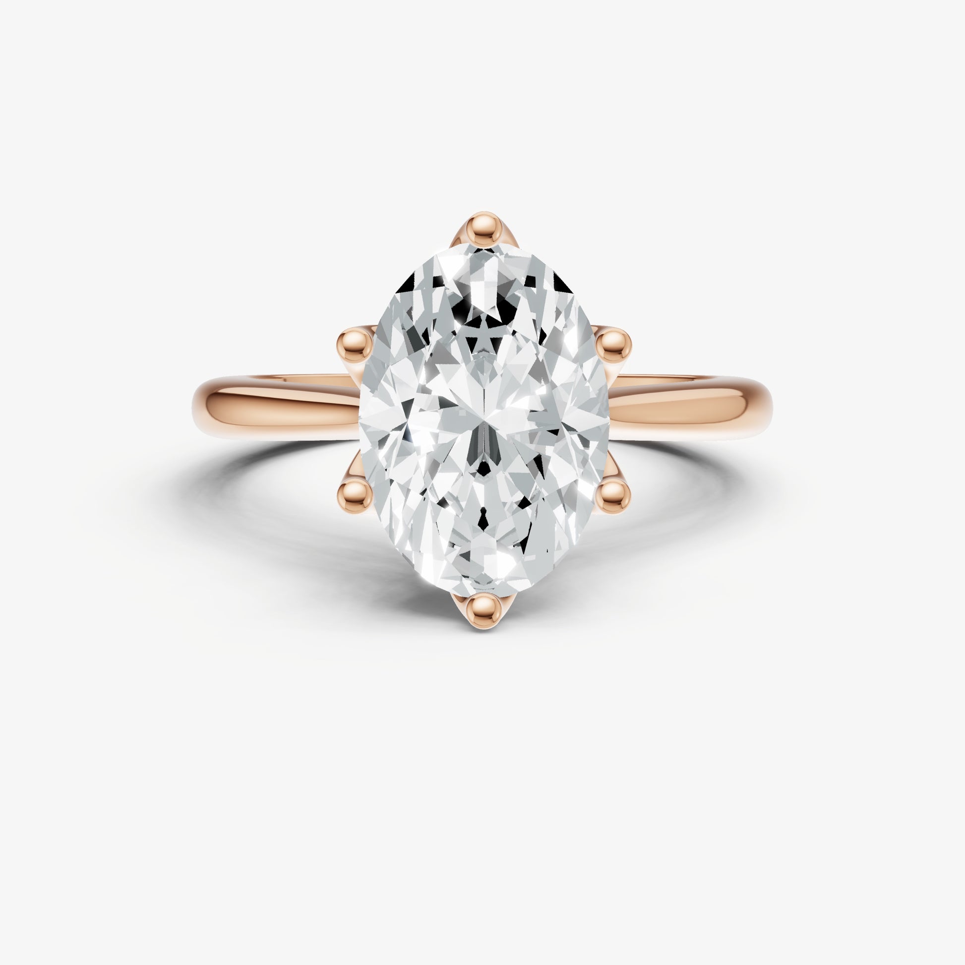 Oval Tulip Round Solitaire Engagement Ring