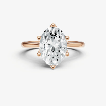 Oval Tulip Round Solitaire Engagement Ring