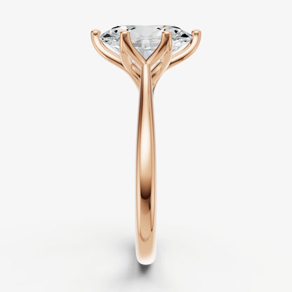 Oval Tulip Round Solitaire Engagement Ring