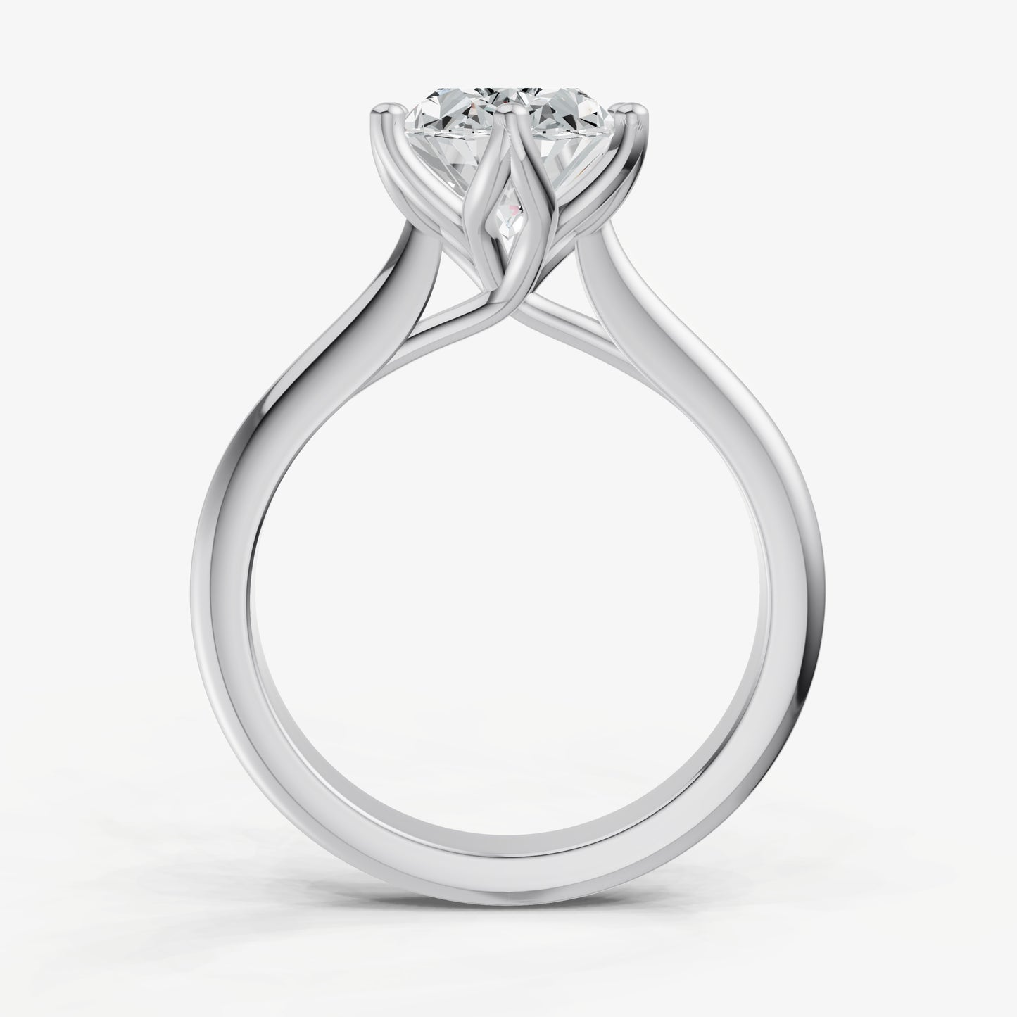 Oval Tulip Round Solitaire Engagement Ring
