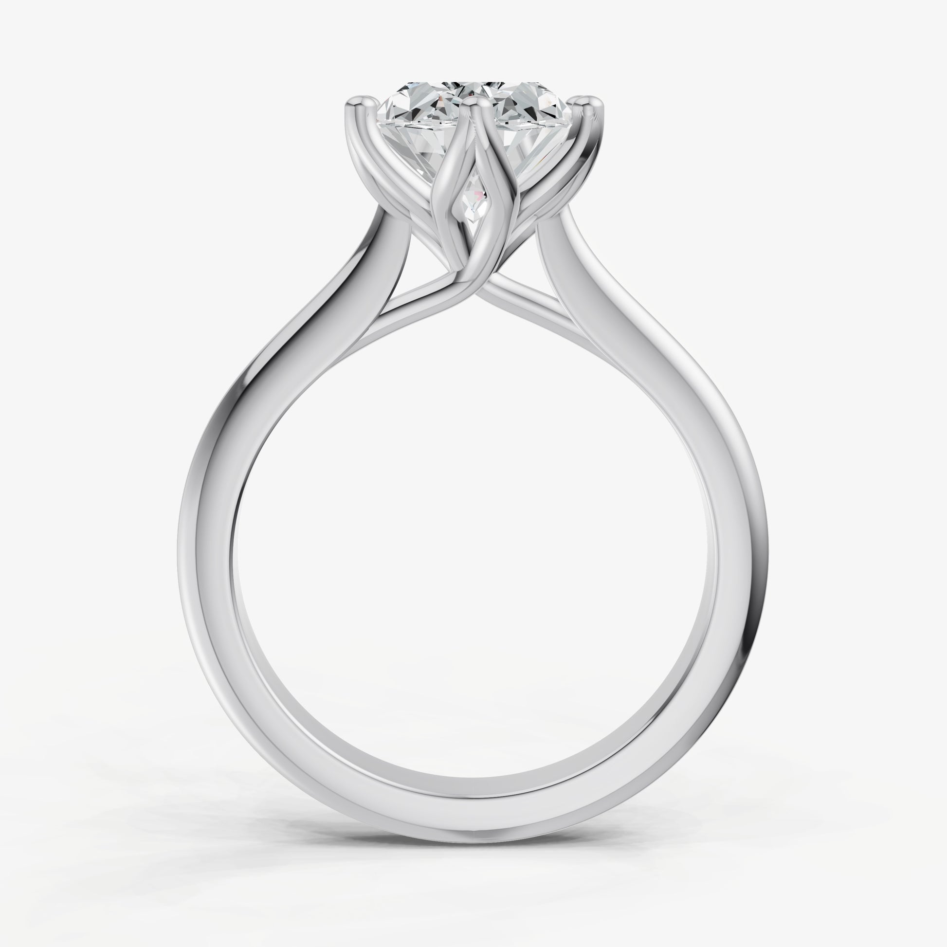 Oval Tulip Round Solitaire Engagement Ring