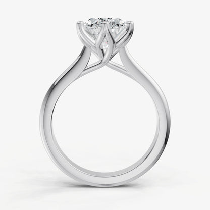 Oval Tulip Round Solitaire Engagement Ring