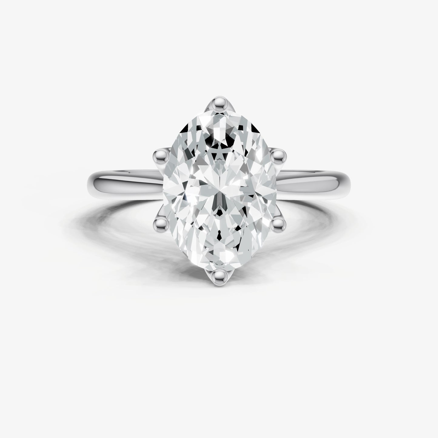 Oval Tulip Round Solitaire Engagement Ring