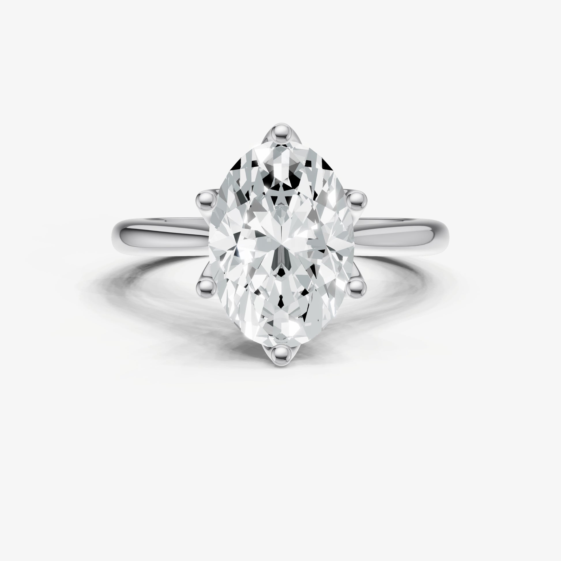 Oval Tulip Round Solitaire Engagement Ring