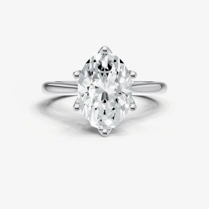 Oval Tulip Round Solitaire Engagement Ring