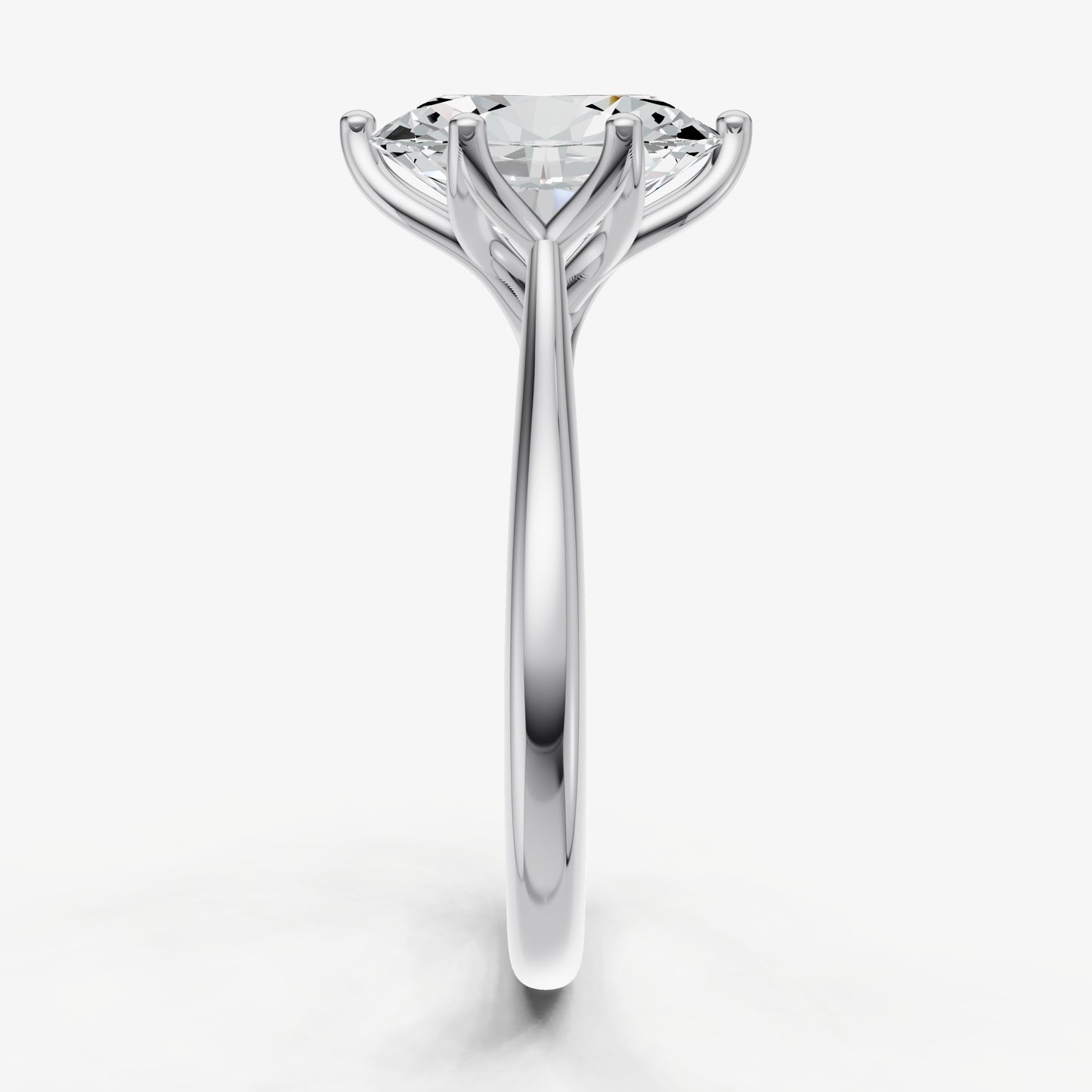 Oval Tulip Round Solitaire Engagement Ring