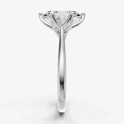 Oval Tulip Round Solitaire Engagement Ring