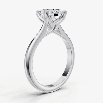 Oval Tulip Round Solitaire Engagement Ring