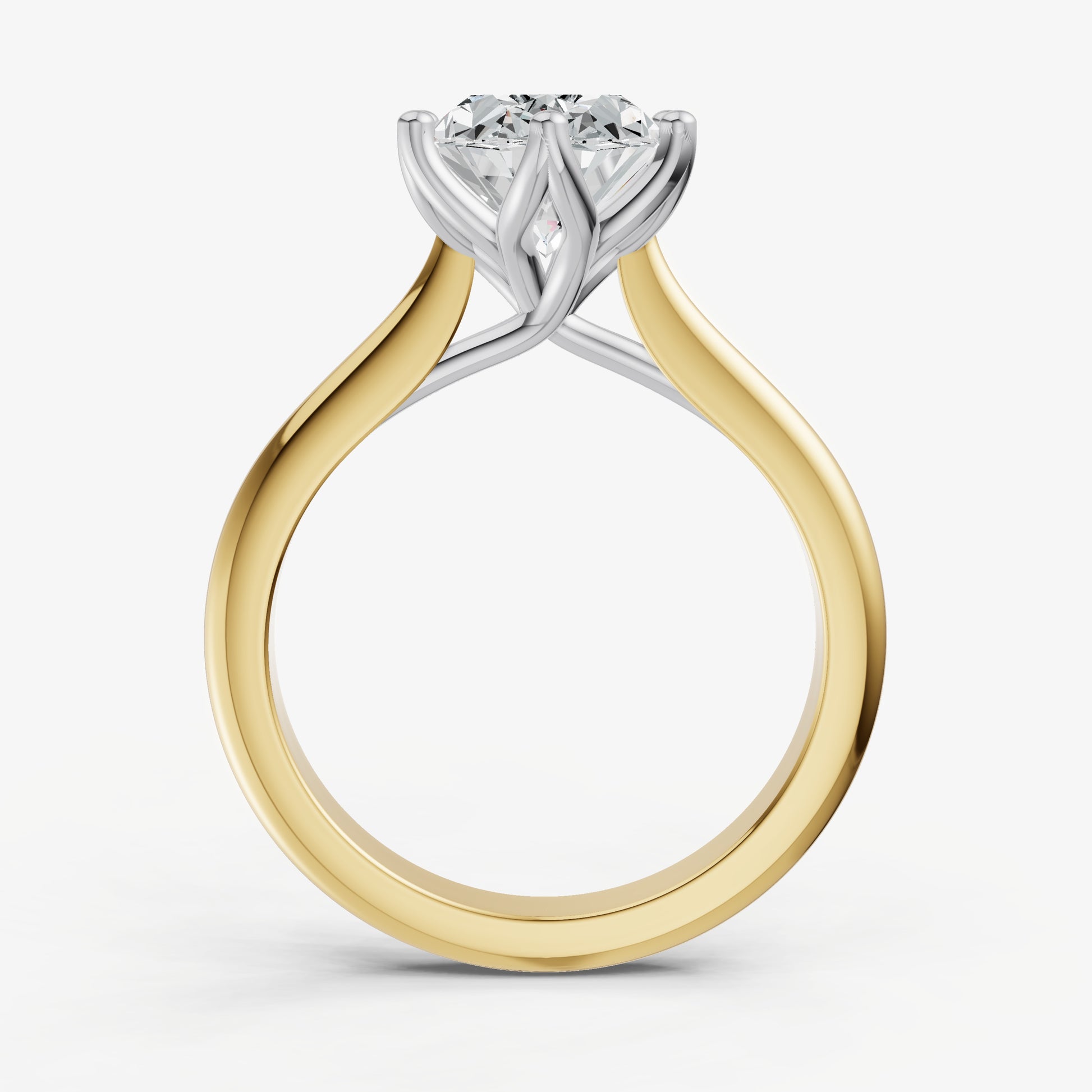 Oval Tulip Round Solitaire Engagement Ring