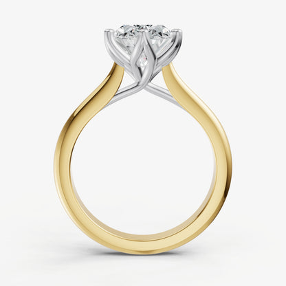 Oval Tulip Round Solitaire Engagement Ring
