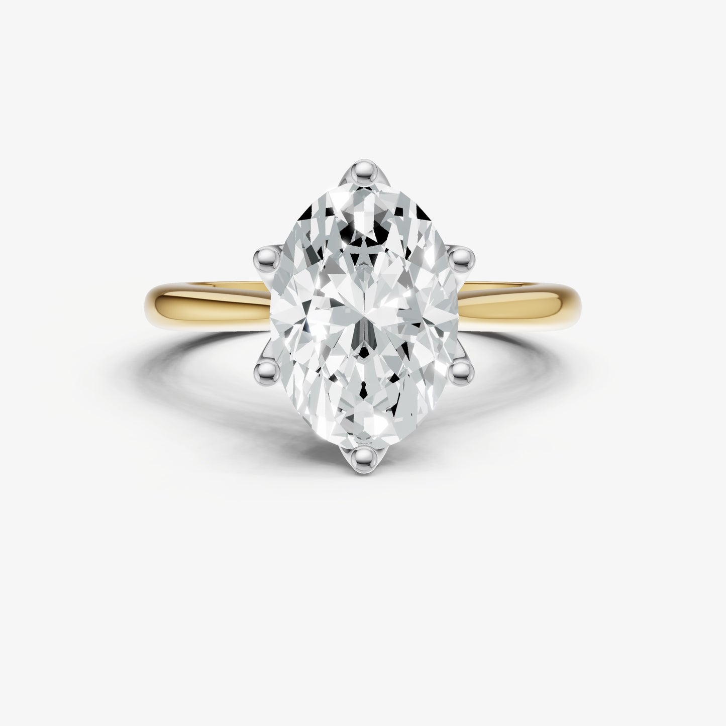 Oval Tulip Round Solitaire Engagement Ring