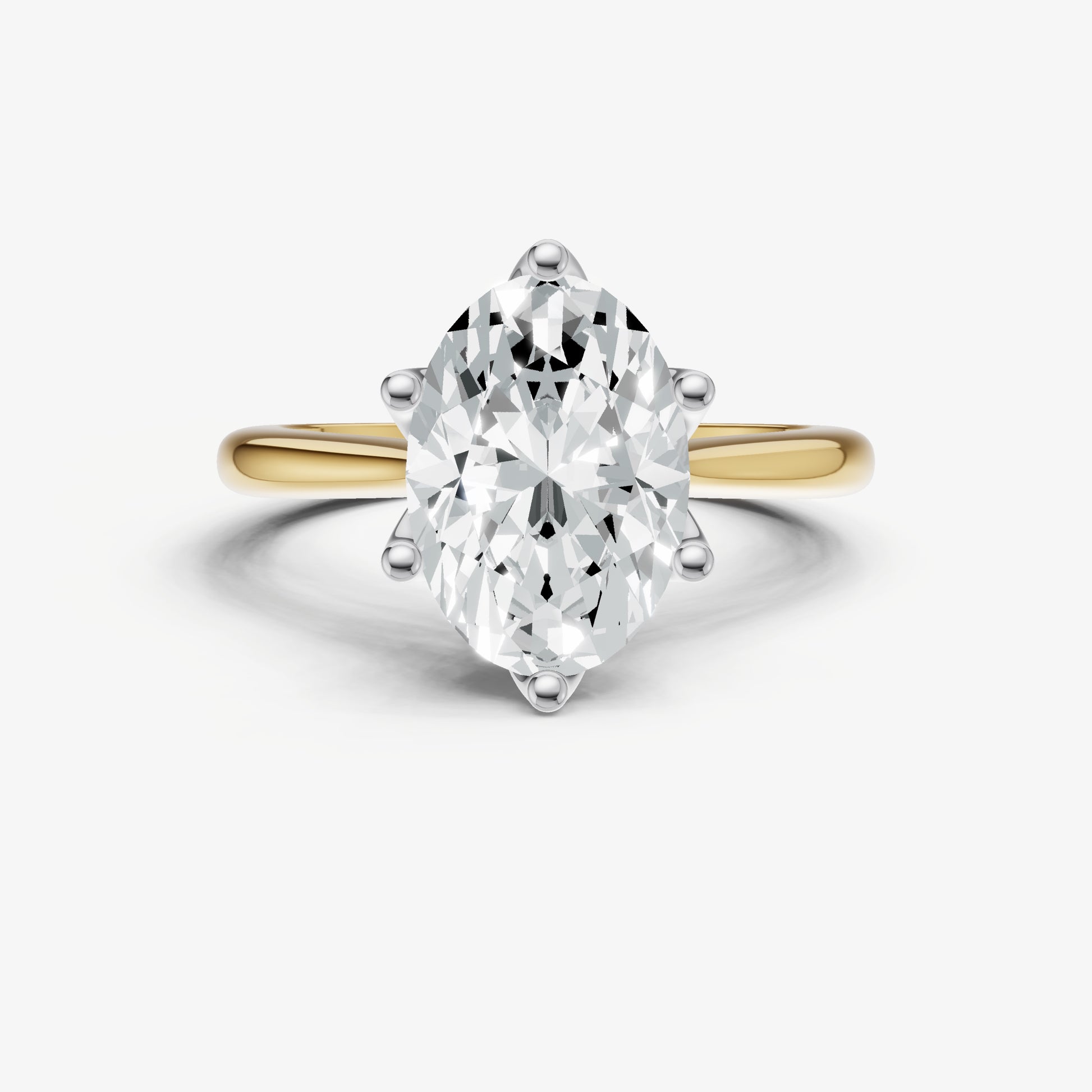 Oval Tulip Round Solitaire Engagement Ring