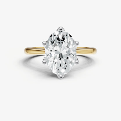 Oval Tulip Round Solitaire Engagement Ring