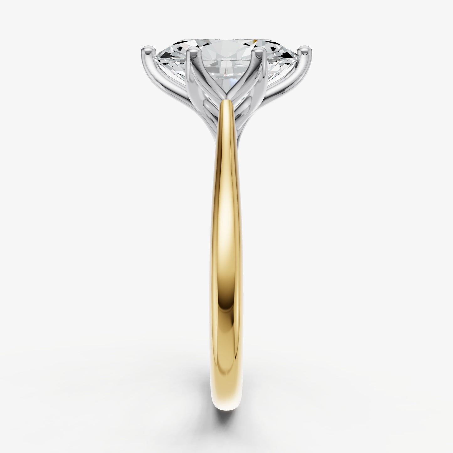 Oval Tulip Round Solitaire Engagement Ring