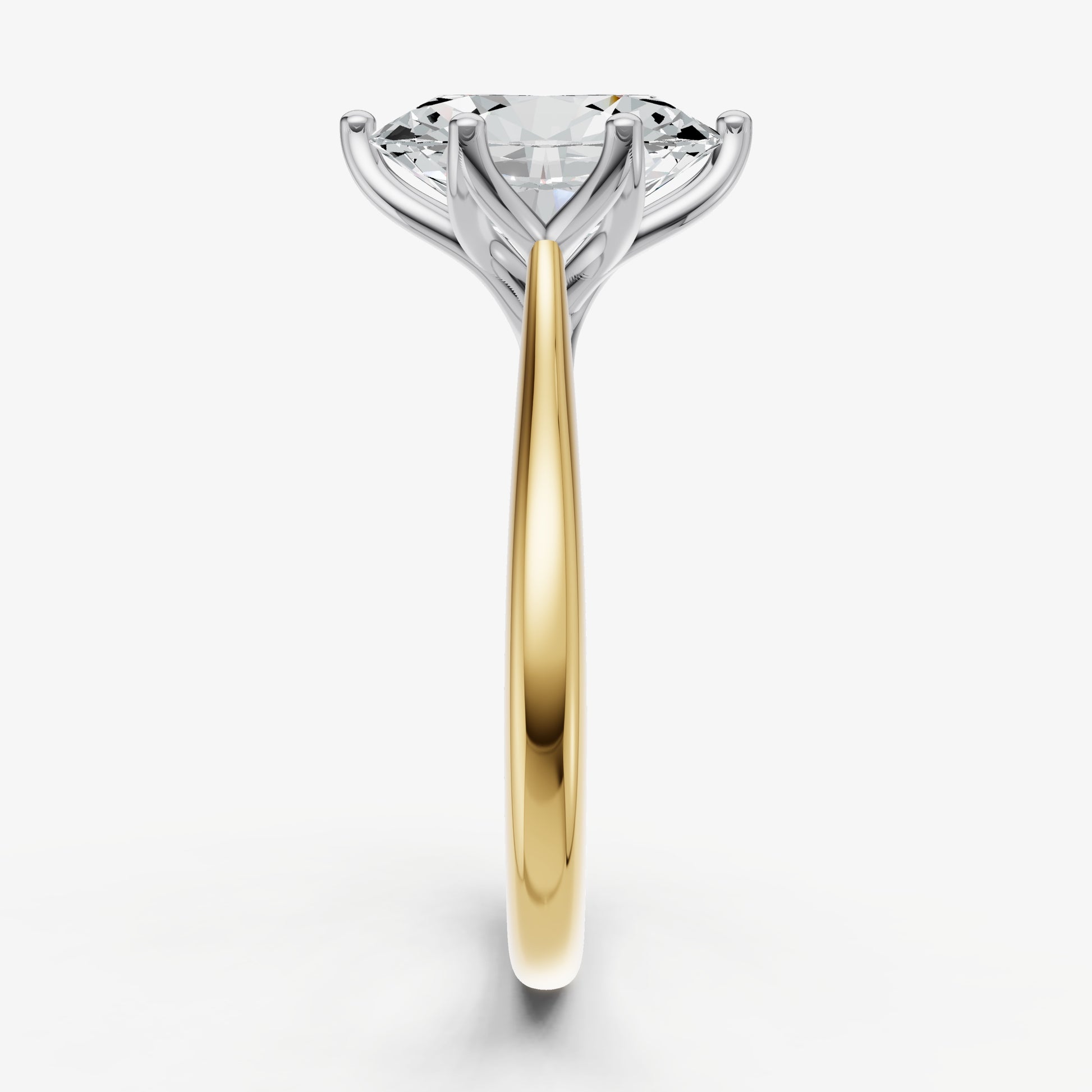 Oval Tulip Round Solitaire Engagement Ring