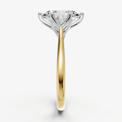 Oval Tulip Round Solitaire Engagement Ring