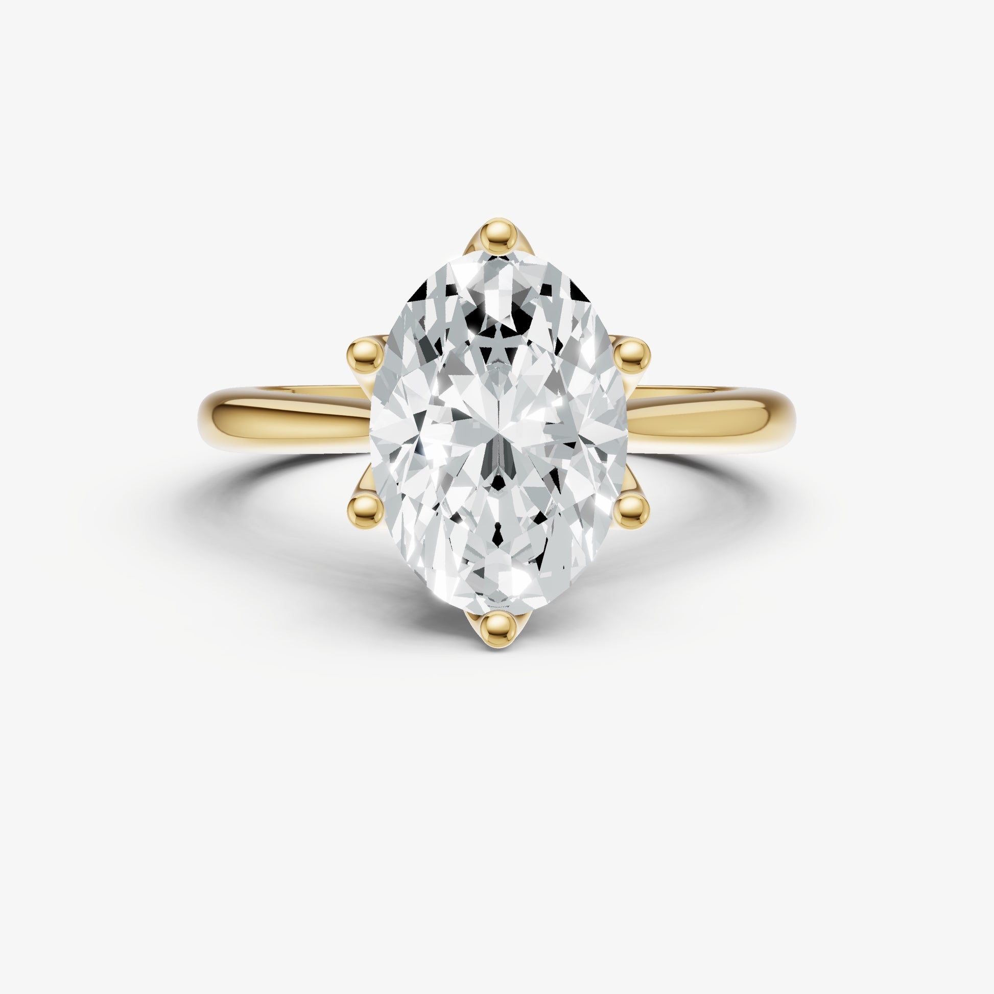 Oval Tulip Round Solitaire Engagement Ring