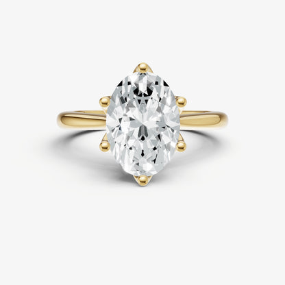 Oval Tulip Round Solitaire Engagement Ring